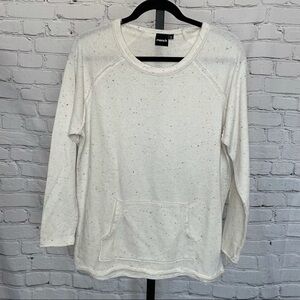Mono B White Crew Neck Sweater with Speckled Print